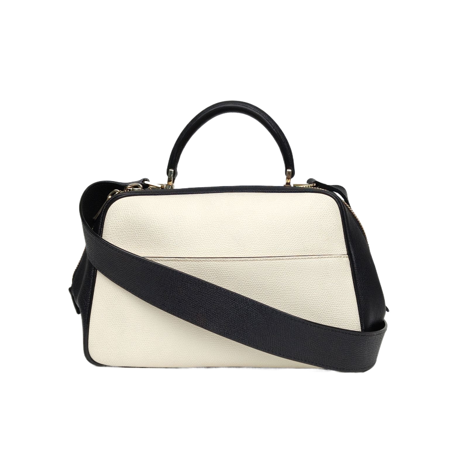 Valextra Black and White Serie S Series Trapezoidal Handbag Shoulder Bag