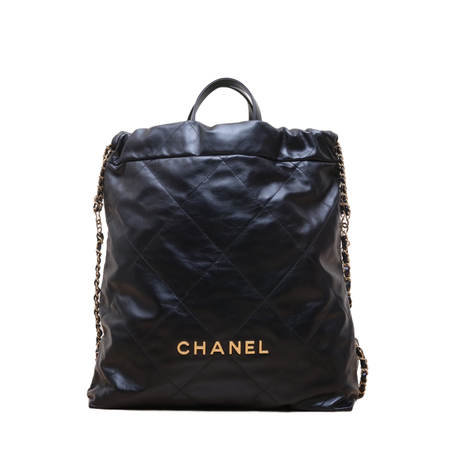 *CHANEL 22Bag Double-Shoulder Backpack with Handle, Large Size, 34cm-Hana Vintage