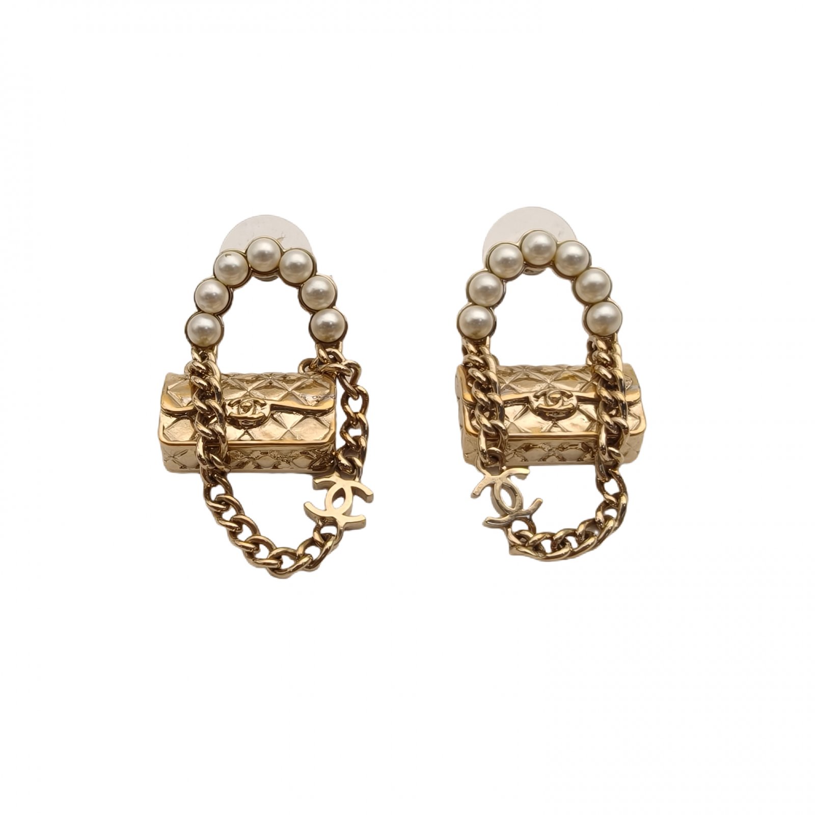 CHANEL Schoolbag Pearl Earring Alloy