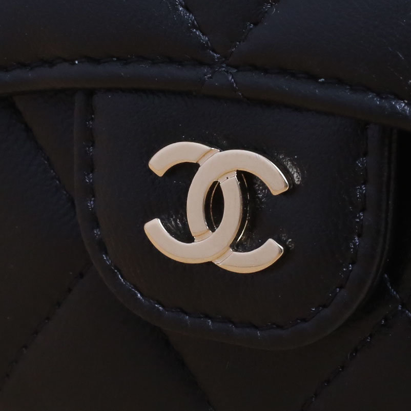 *CHANEL Black 2021 Gold Hardware CF mini Card Holder Crossbody Bag-Hana Vintage