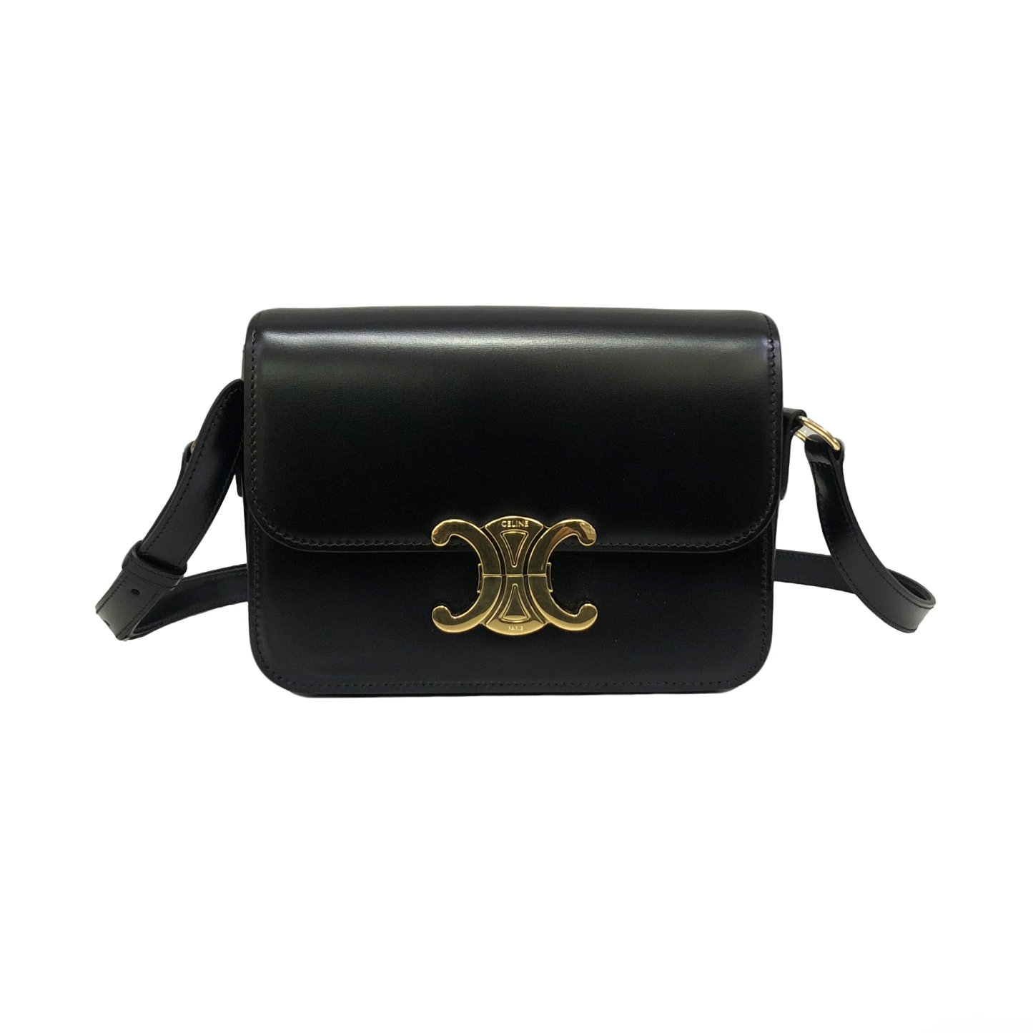 Celine Teen Triomphe Bag in Black Calfskin