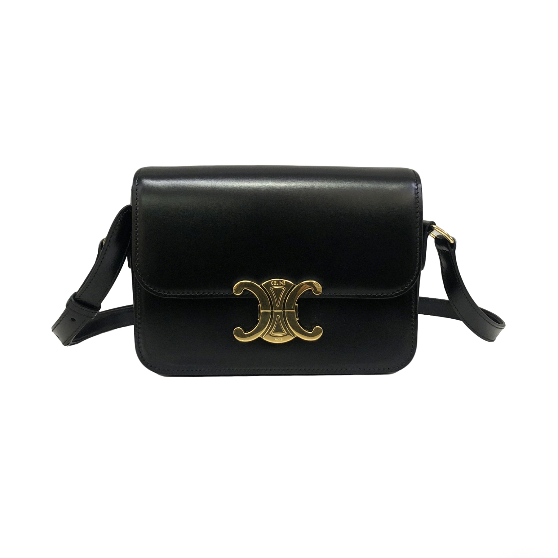 Celine Teen Triomphe Bag in Black Calfskin