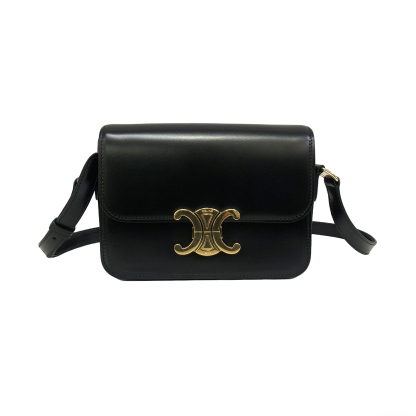 Celine Teen Triomphe Bag in Black Calfskin