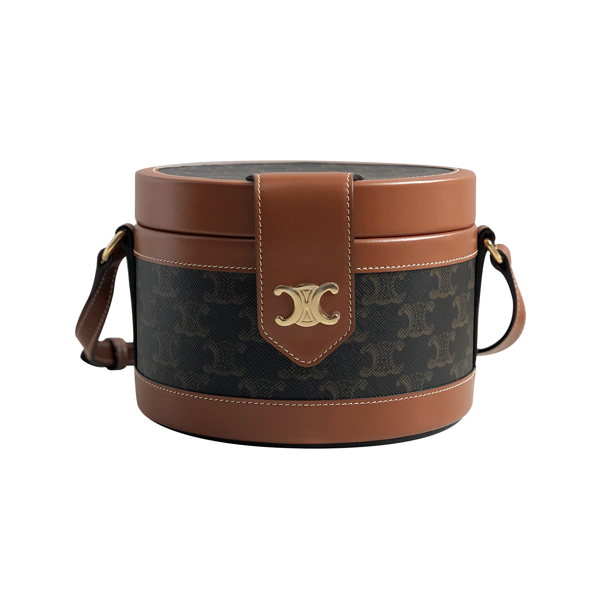 Celine Monogram and Leather Triomphe Cylinder Bag (Medium)