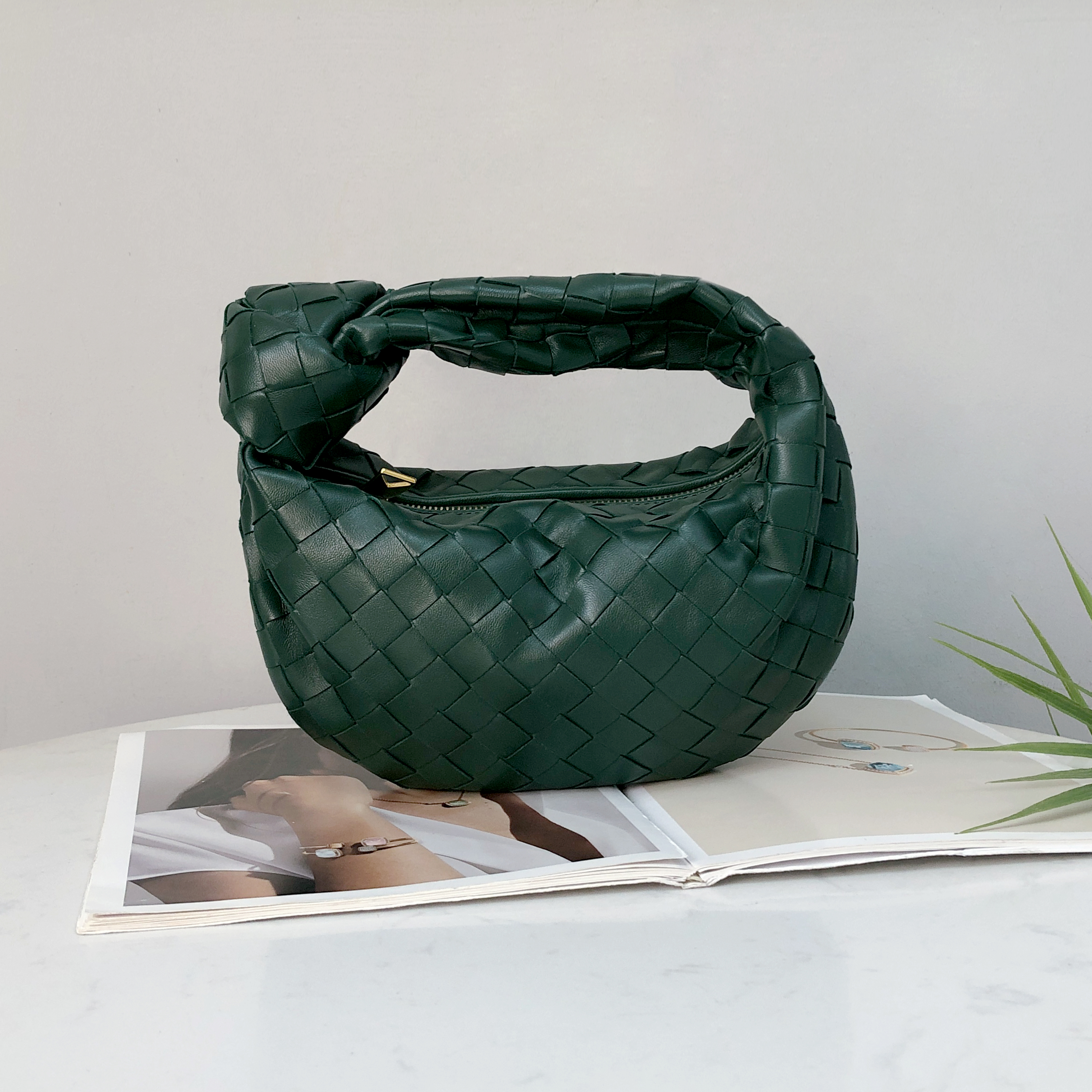 BOTTEGA VENETA Mini Jodie Woven Raintree Green
