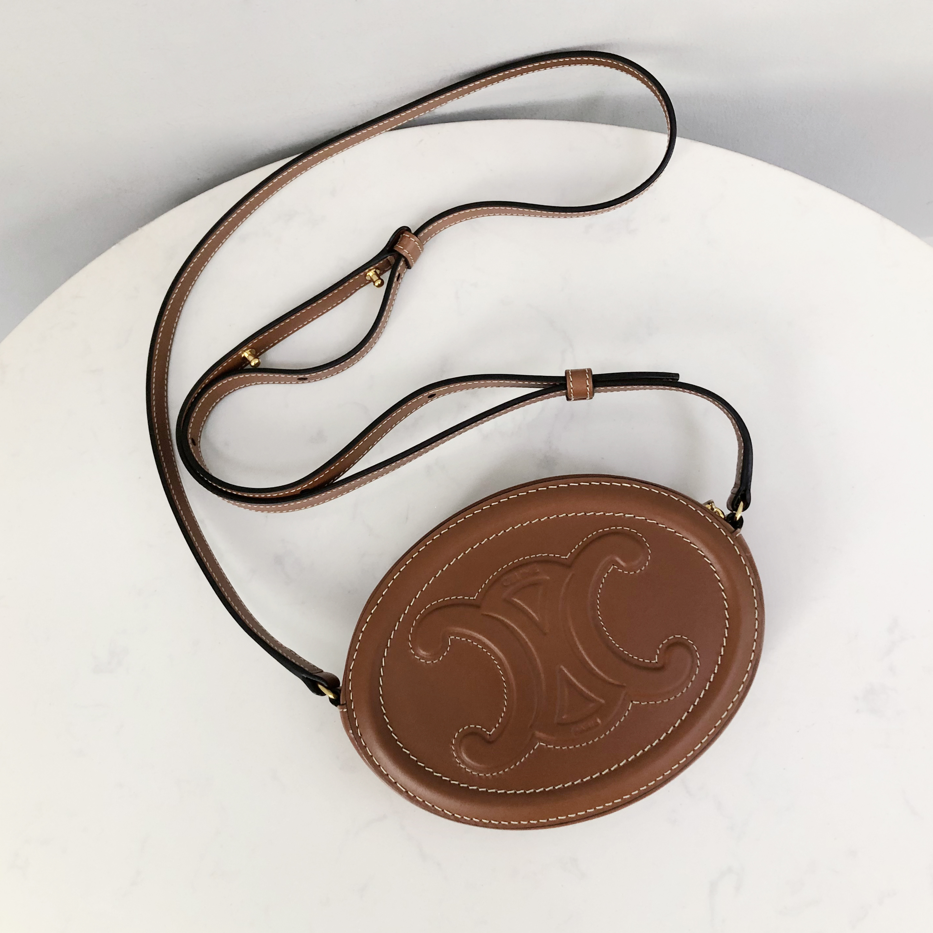 CELINE Brown Round "Pig-Nose" Bag (Besace/Roulis style)