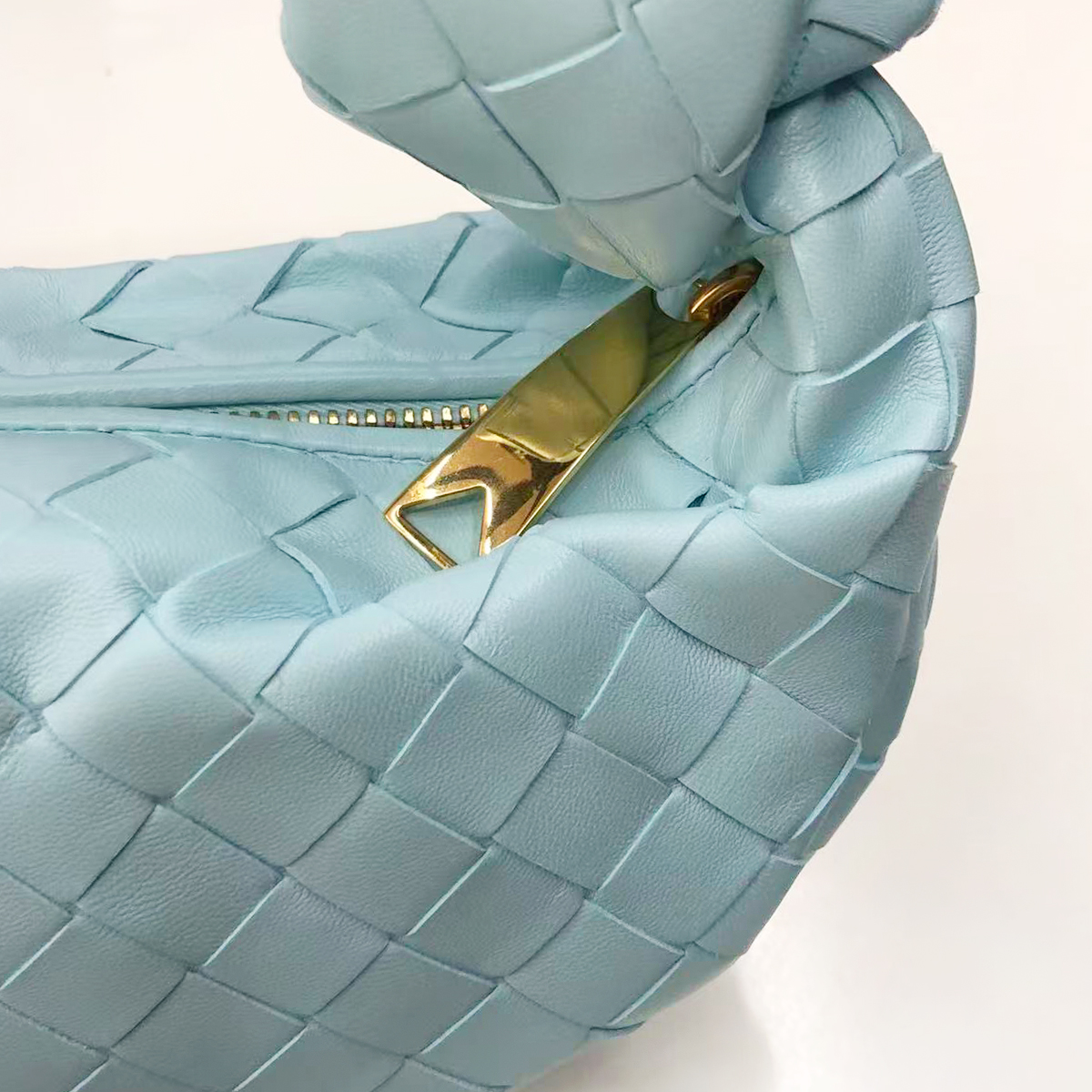 Bottega Veneta Mini Jodie in Intrecciato Light Blue