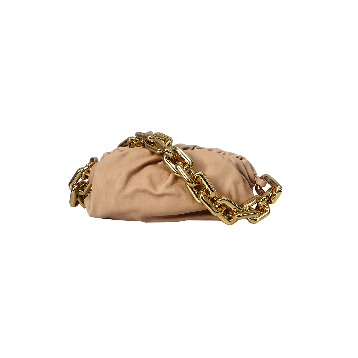 Bottega Veneta Clutch with Chain in Almond