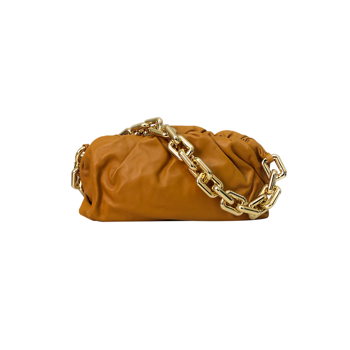 Bottega Veneta Large Clutch with Chain in Ginger