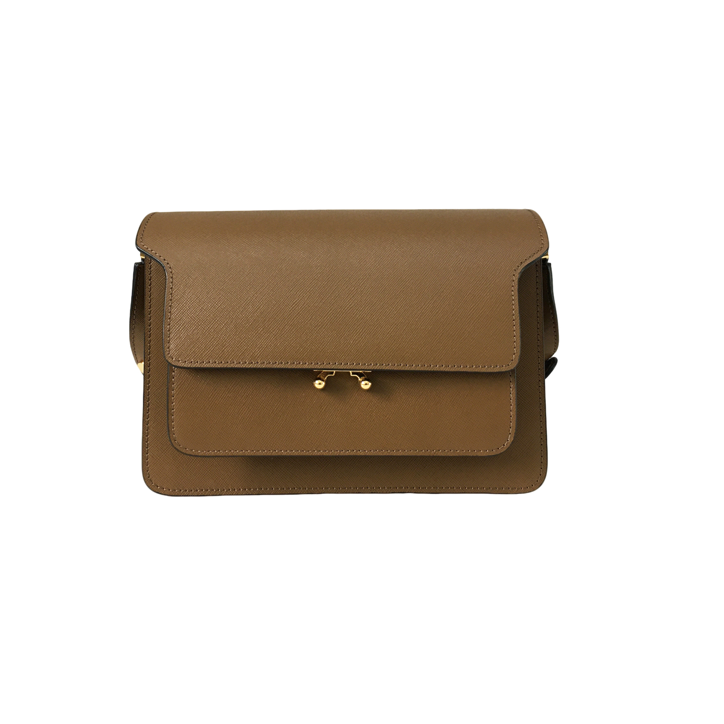 Marni Medium Accordion Bag, Coffee Brown Cross Pattern