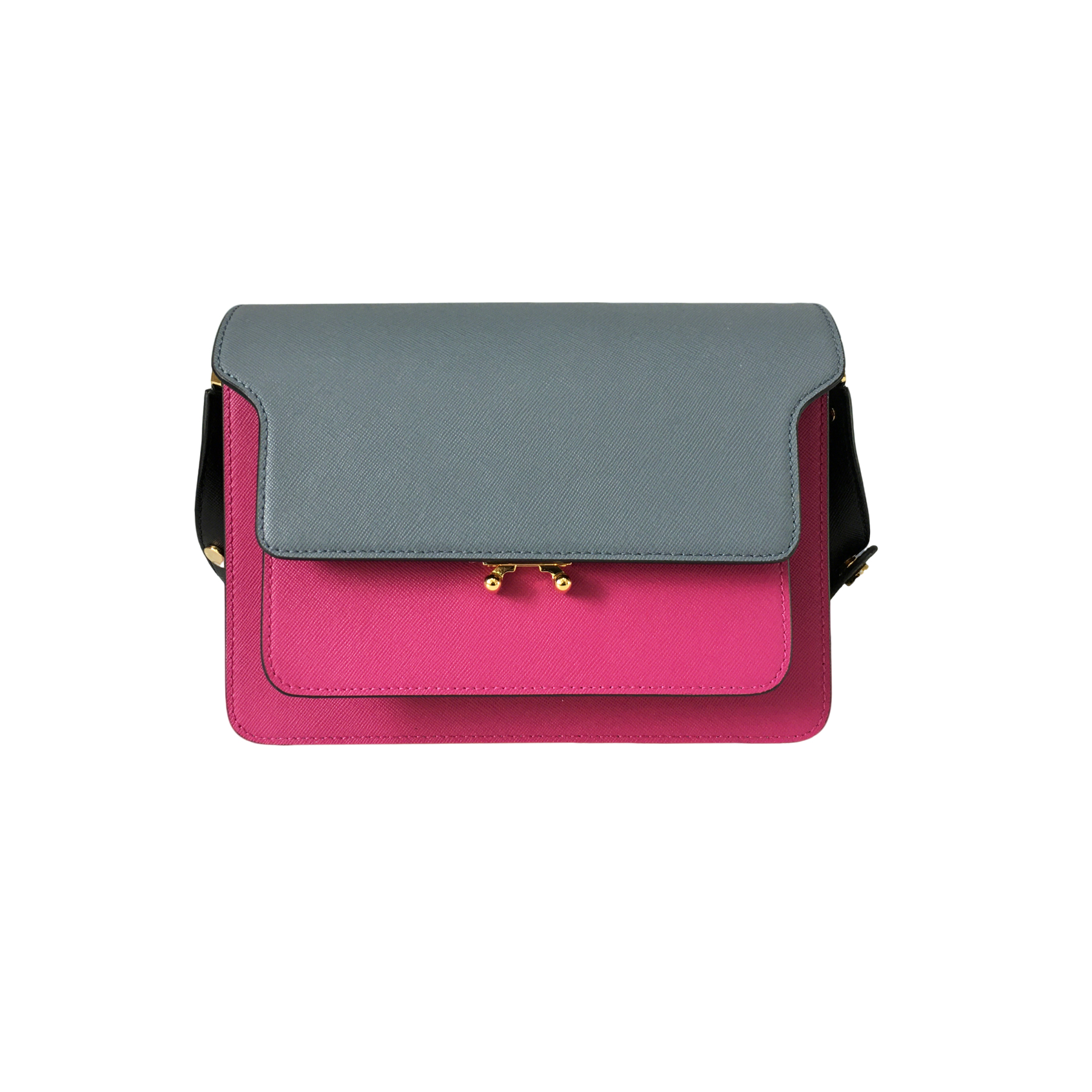 Marni Accordion Bag Medium Misty Blue and Rose Red