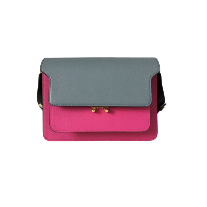 Marni Accordion Bag Medium Misty Blue and Rose Red