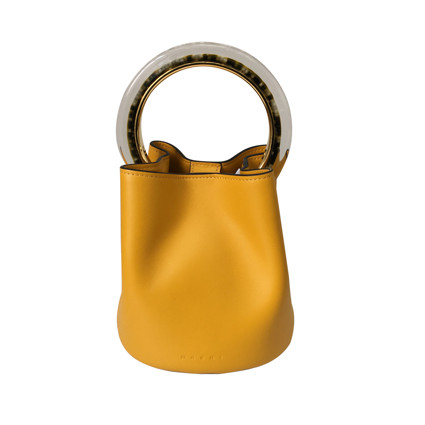 Marni Small Bucket Bag, Ginger Yellow with Transparent Handle