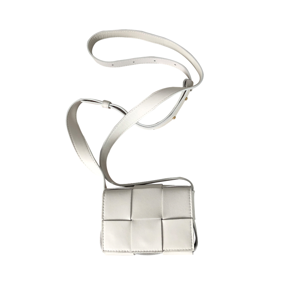 Bottega Veneta Mini Intrecciato Crossbody Bag in Chalk