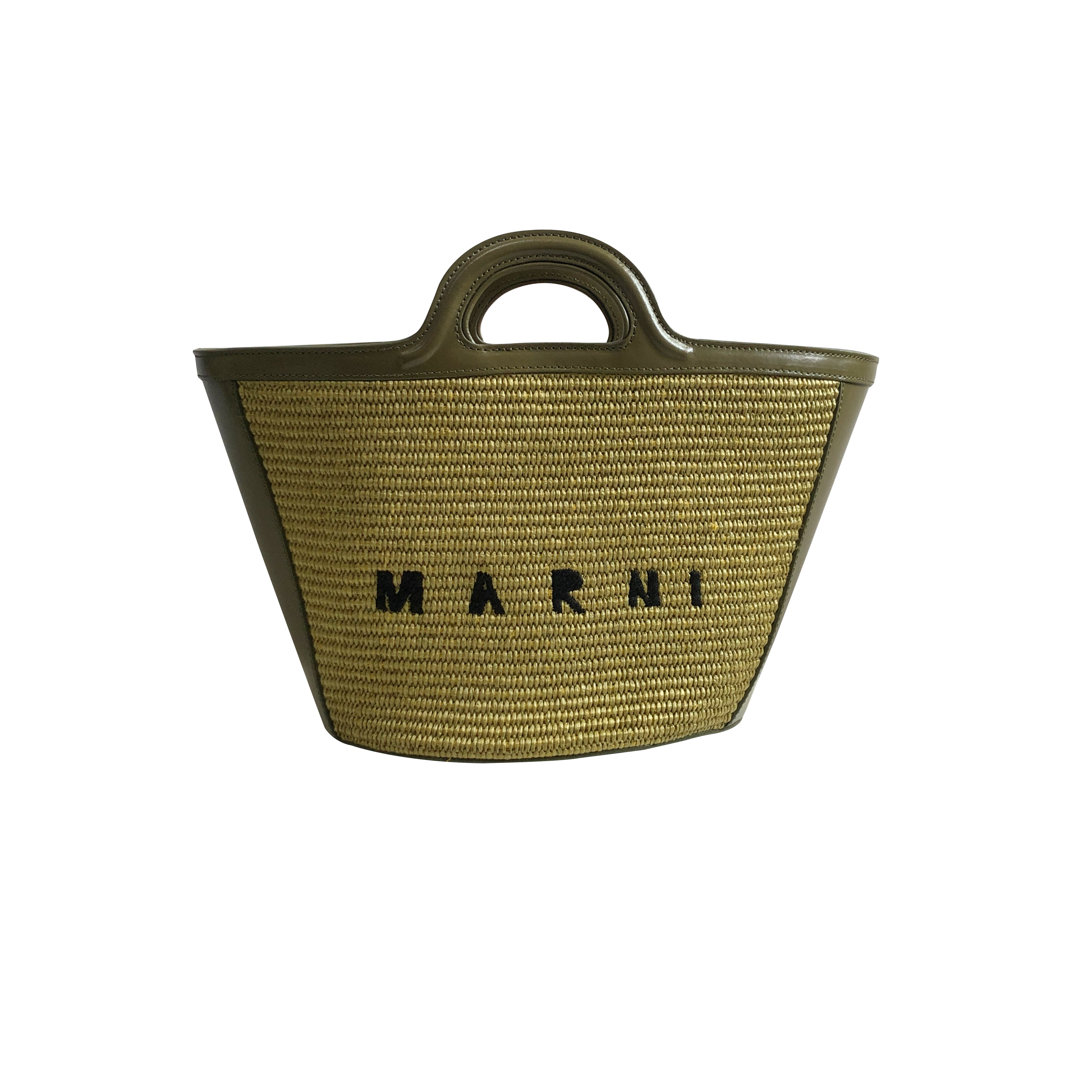 Marni Woven Basket Small, Olive Green