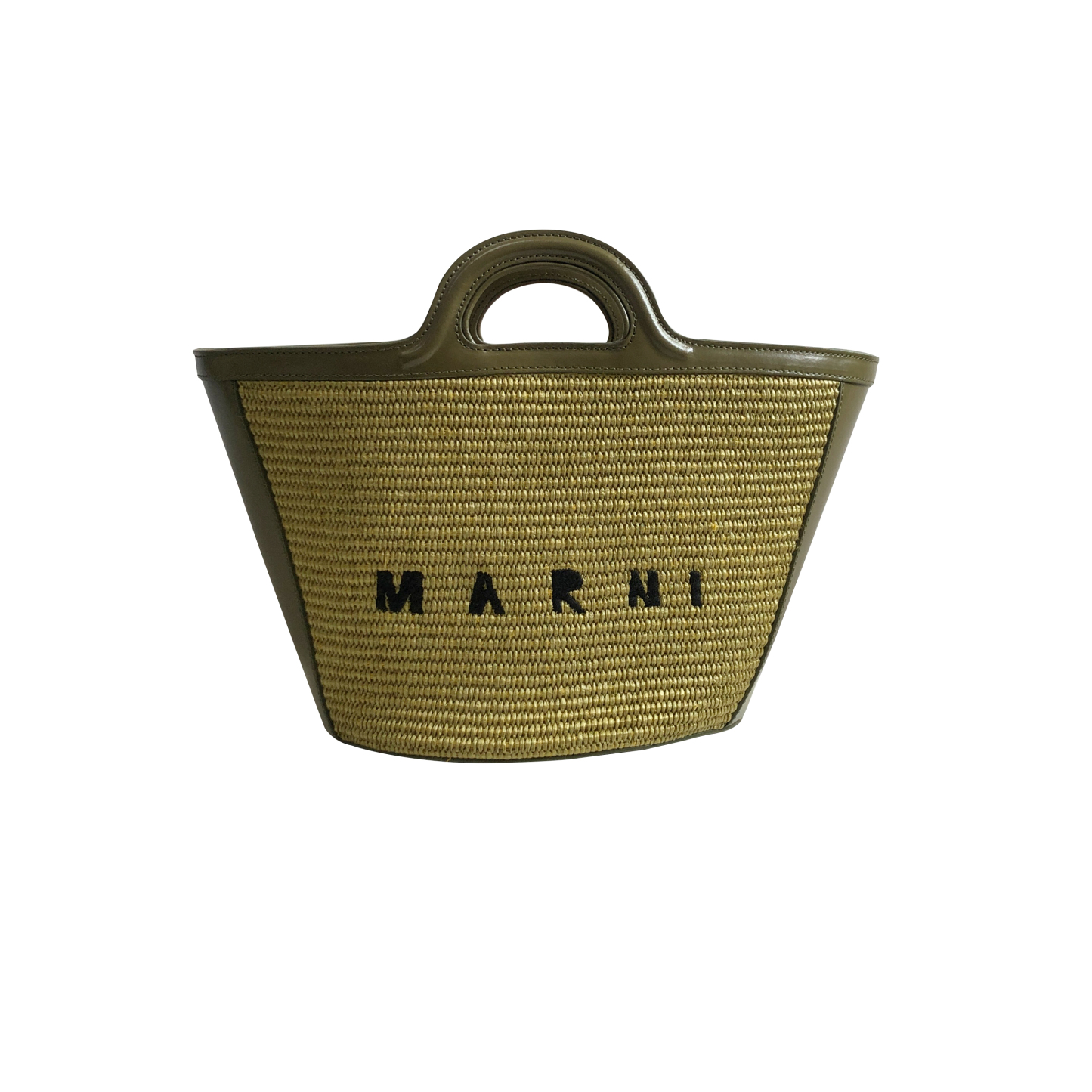 Marni Woven Basket Small, Olive Green