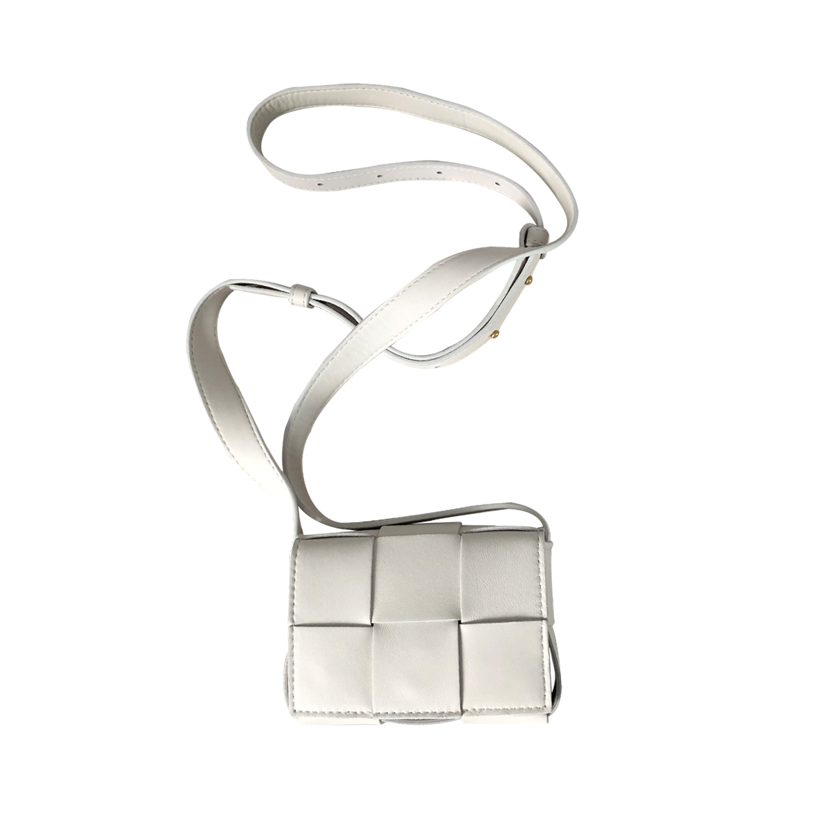 Bottega Veneta Mini Intrecciato Crossbody Bag in Chalk