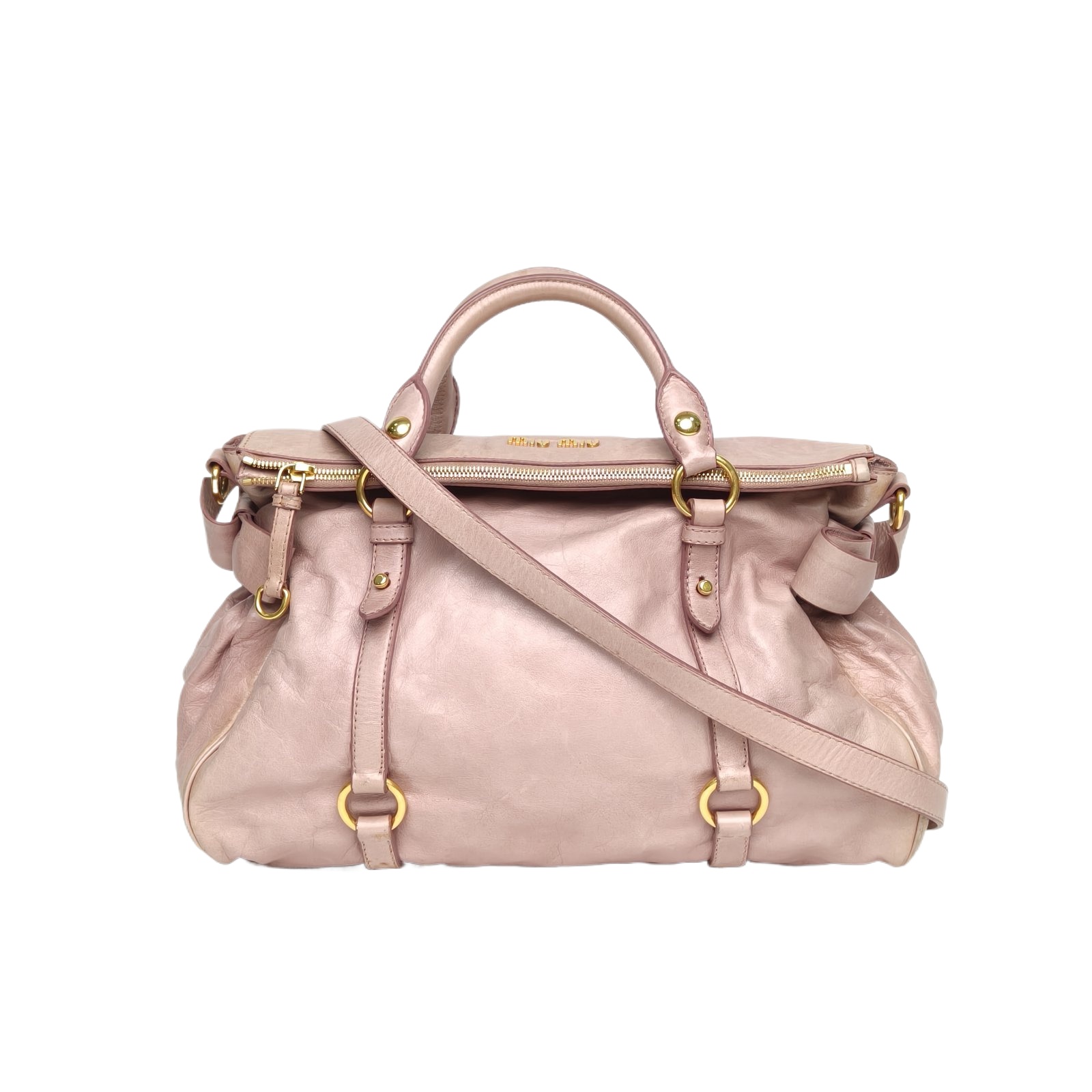 *MIUMIU Pink Gold Hardware Side Bow Shoulder Bag-Hana Vintage
