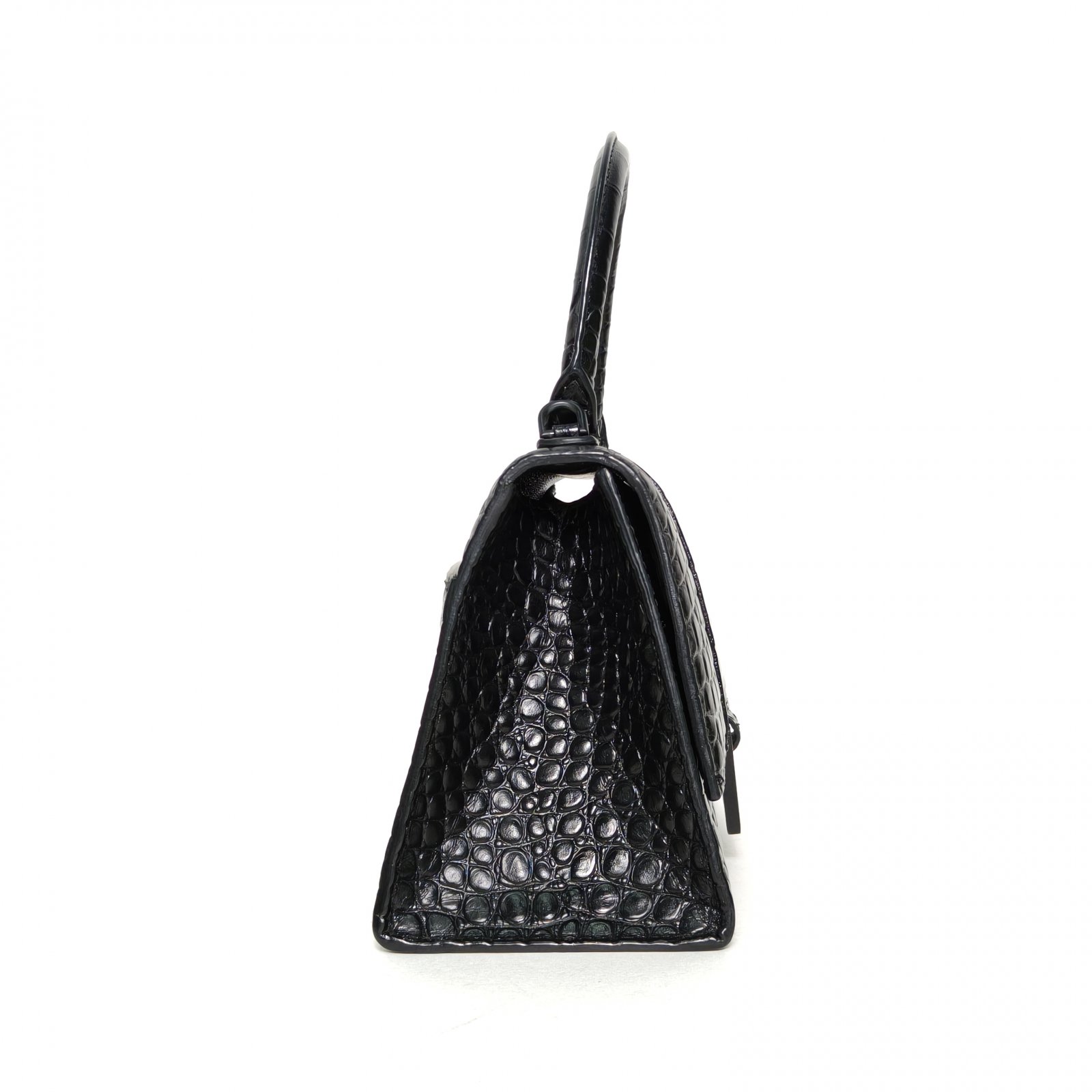 *BALENCIAGA Alligator-embossed Hourglass Handbag, Size S, Black Hardware-Hana Vintage