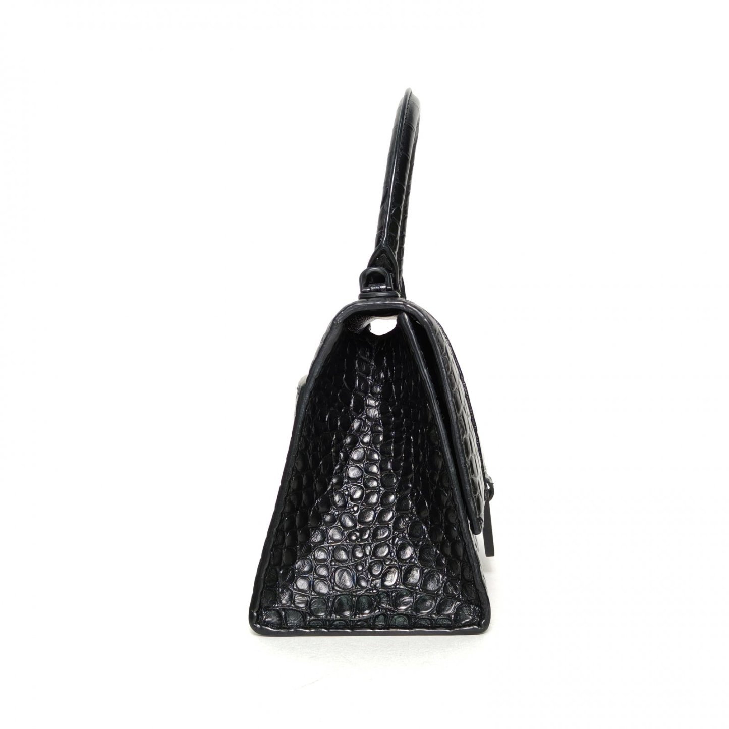 *BALENCIAGA Alligator-embossed Hourglass Handbag, Size S, Black Hardware-Hana Vintage