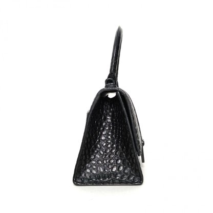 *BALENCIAGA Alligator-embossed Hourglass Handbag, Size S, Black Hardware-Hana Vintage