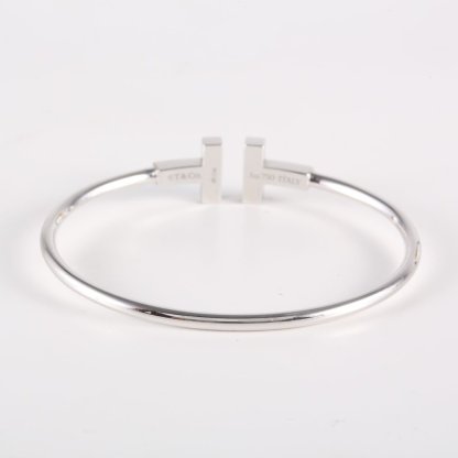 TIFFANY&CO Tiffany T Coil Bracelet Medium Size Half Diamond 18K White Gold,Diamond,Turquoise-Hana Vintage