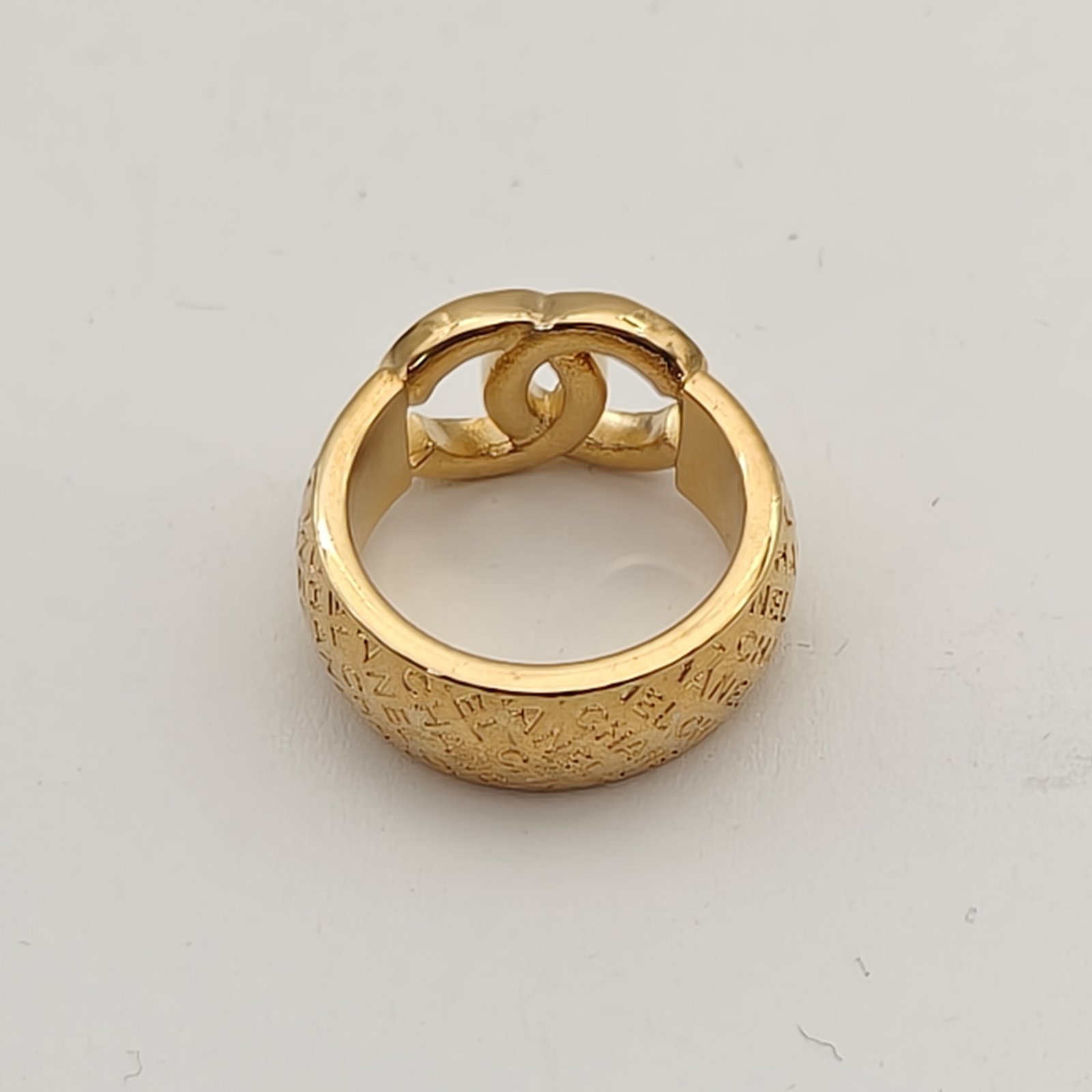 CHANEL 24P Double C Diamond Logo Ring Alloy-Hana Vintage