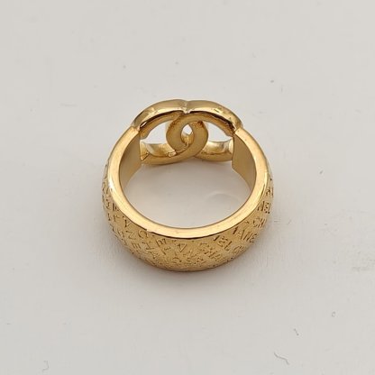 CHANEL 24P Double C Diamond Logo Ring Alloy-Hana Vintage