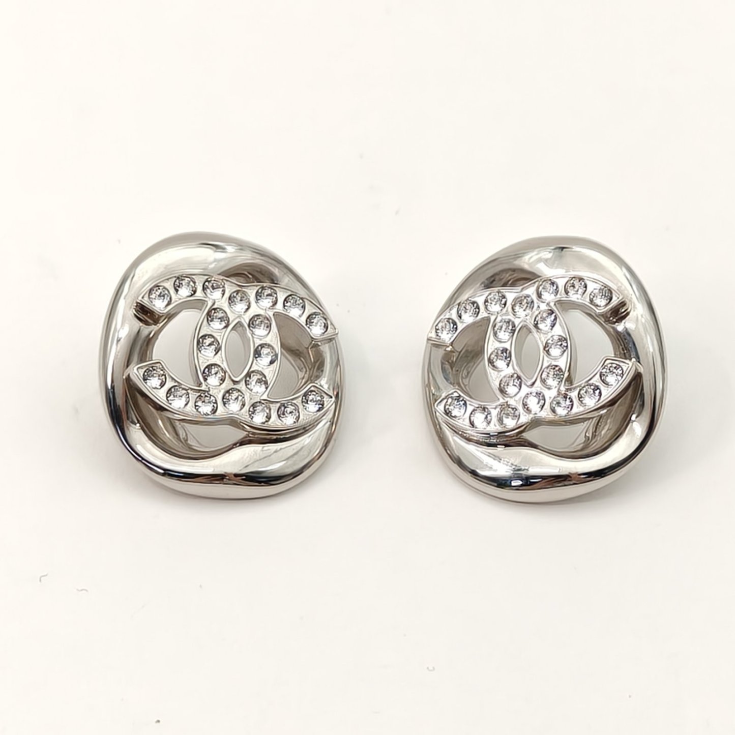 CHANEL 25S Crystal Double C Inlaid Square Earrings Alloy-Hana Vintage