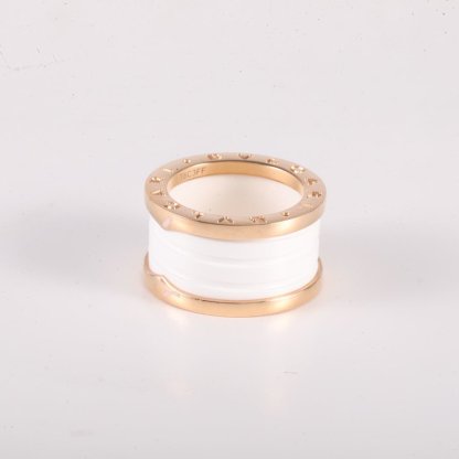BVLGARI B.ZERO1 Coil Ring 18K Rose Gold,White Ceramic-Hana Vintage