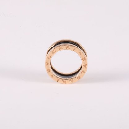 BVLGARI B.ZERO1 Coil Ring Three Rows 18K Rose Gold,Black Ceramic-Hana Vintage