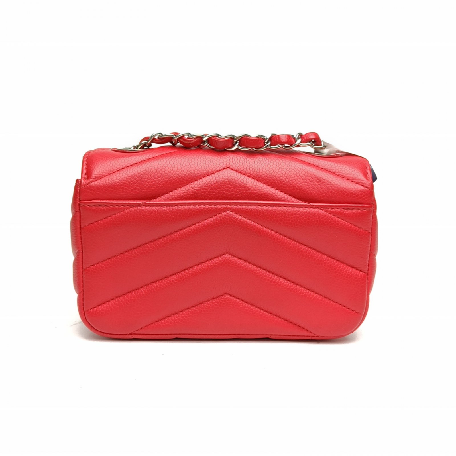 CHANEL Red 2018 Sliver Hardware CF Flap Bag Seasonal mini 18cm V-shaped