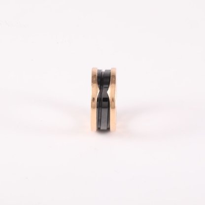 BVLGARI B.ZERO1 Coil Ring Three Rows 18K Rose Gold,Black Ceramic-Hana Vintage