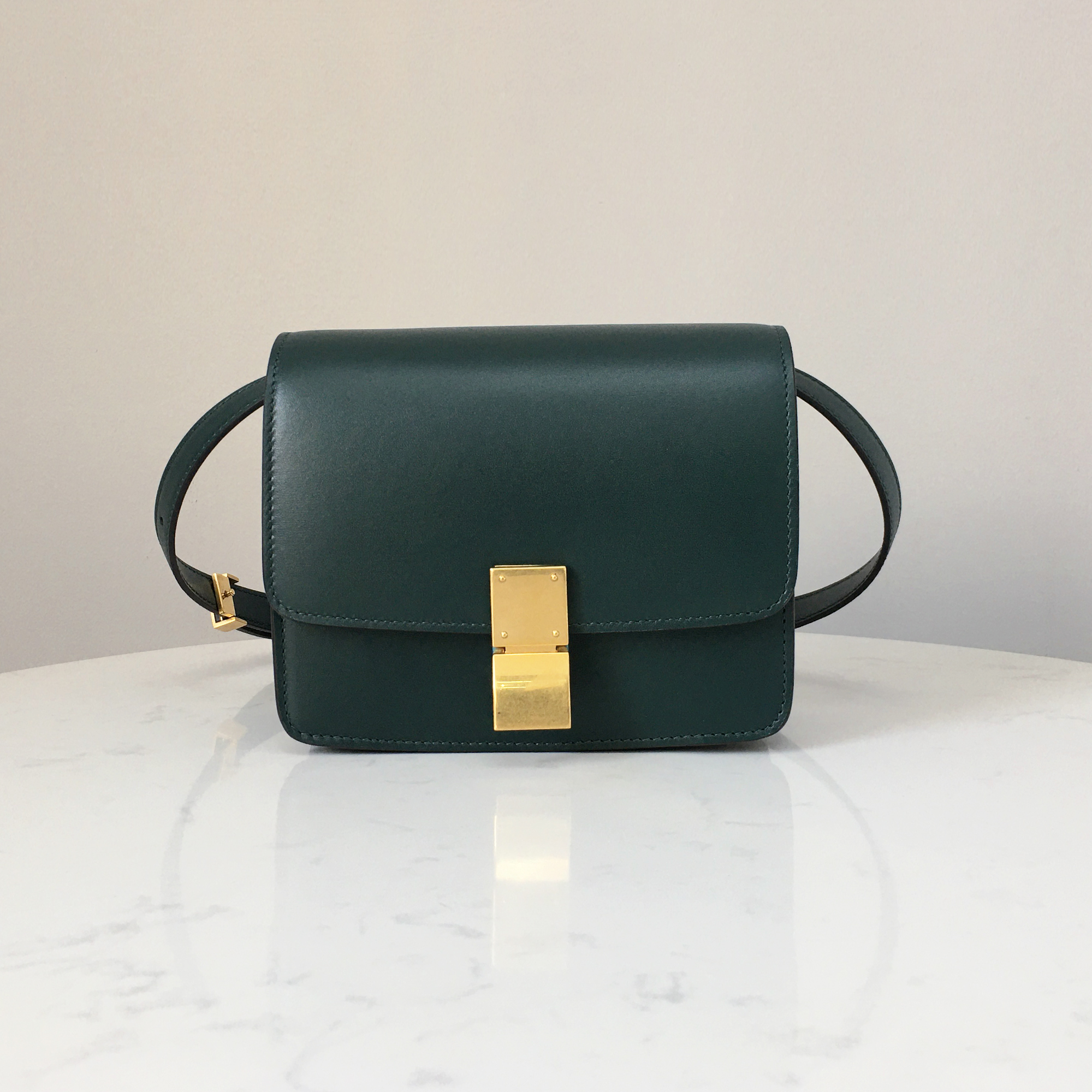 Celine Small Box Bag in Postman Green with Gold Hardware