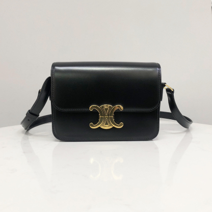 Celine Teen Triomphe Bag in Black Calfskin