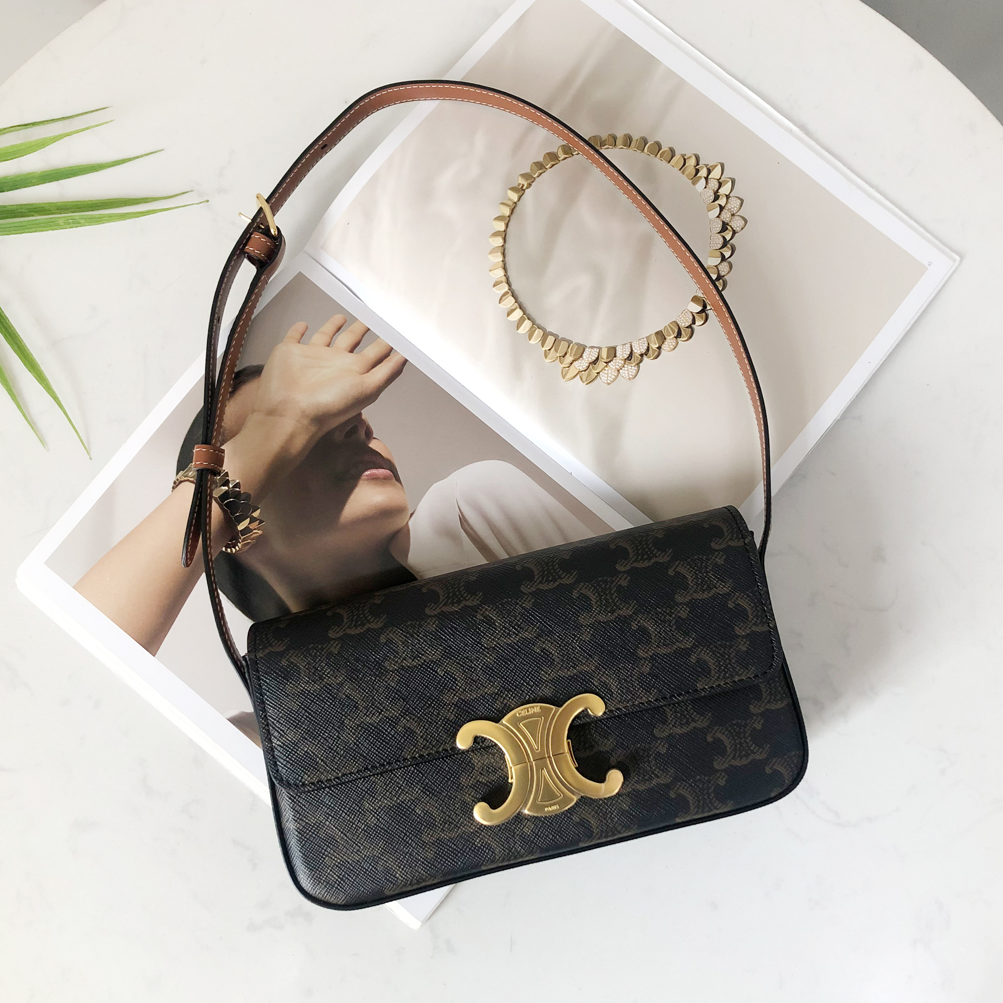 Celine Rectangular Monogram Triomphe Bag