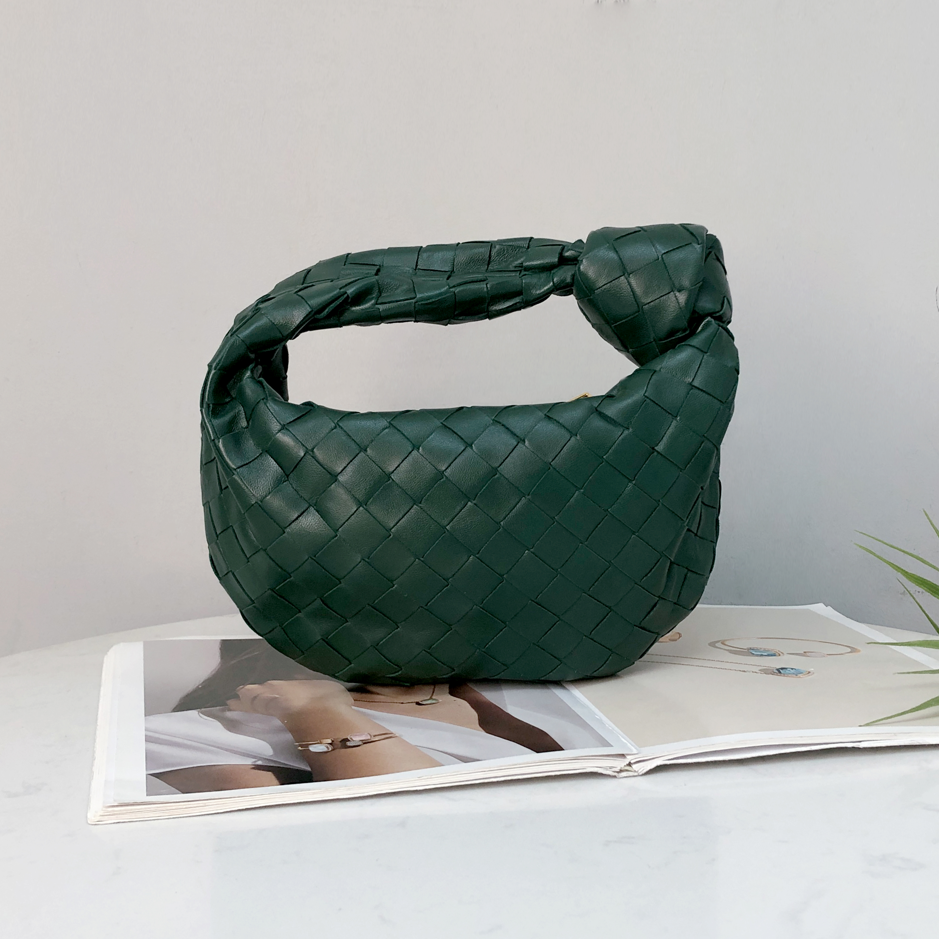 BOTTEGA VENETA Mini Jodie Woven Raintree Green