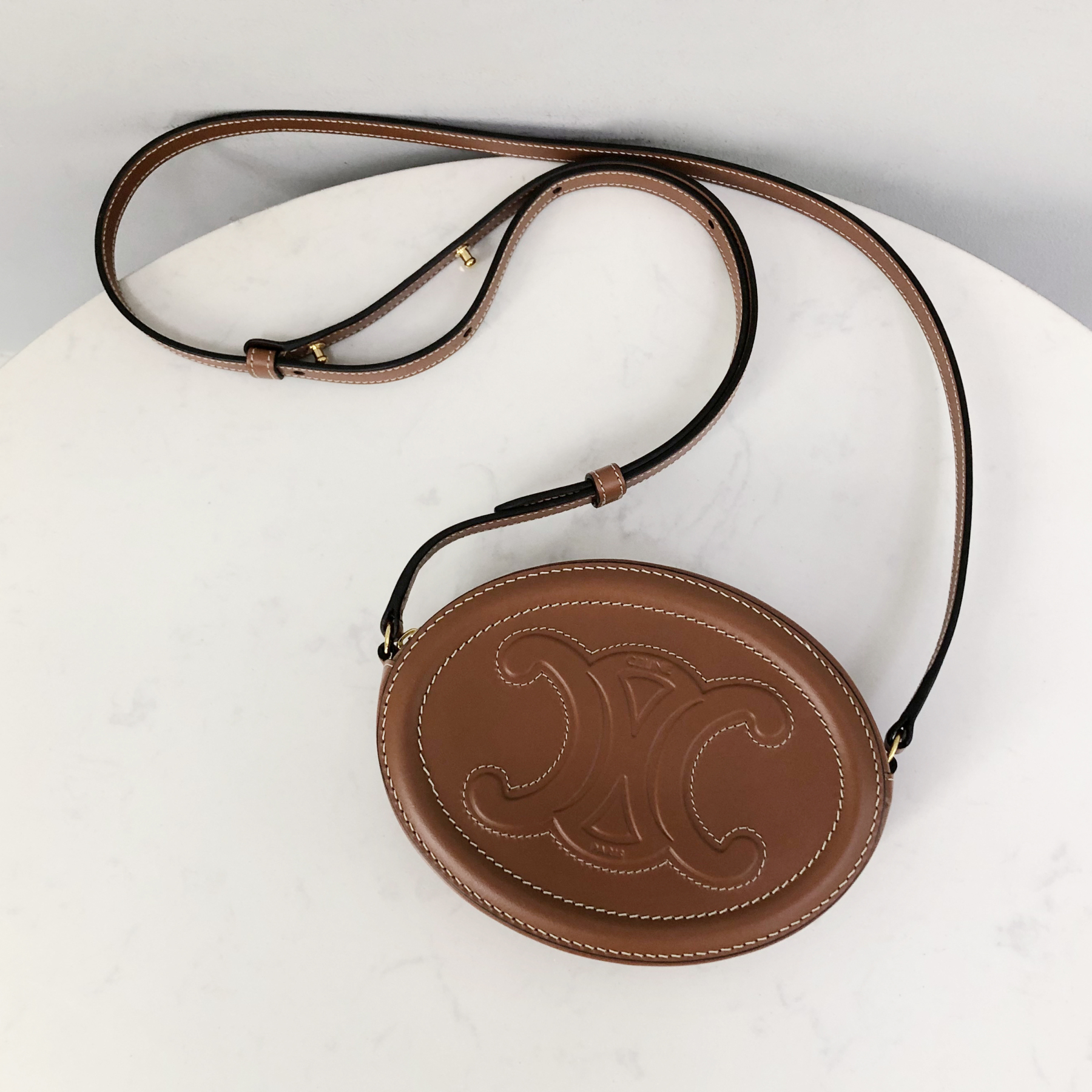 CELINE Brown Round "Pig-Nose" Bag (Besace/Roulis style)