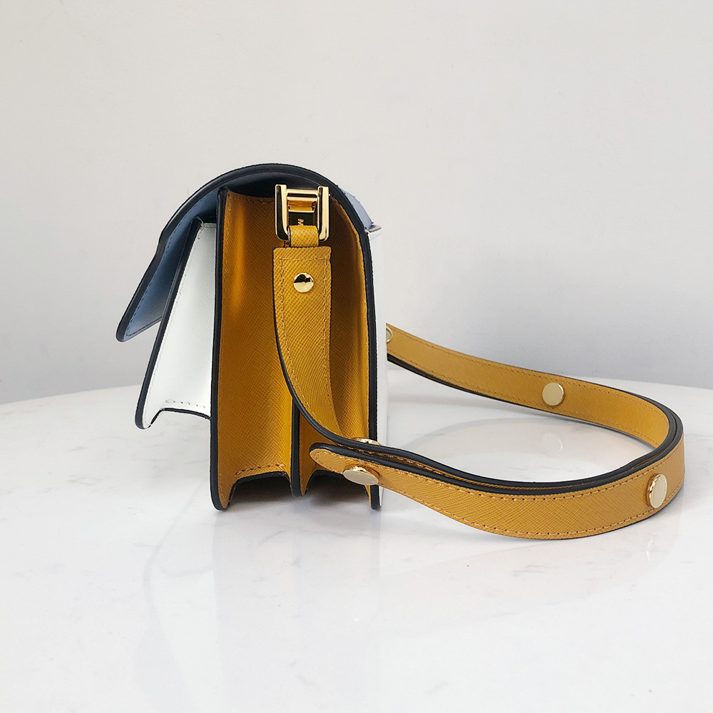 Marni Mini Accordion Bag, Sky Blue and White