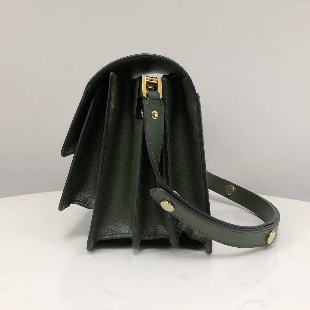 Marni Medium Accordion Bag, Postman Green Cross Pattern