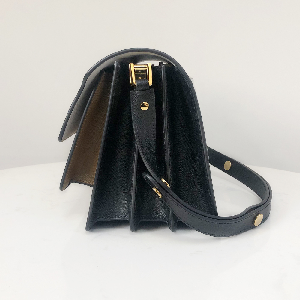 Marni Medium Accordion Bag, Wall Gray and White and Coffee Brown