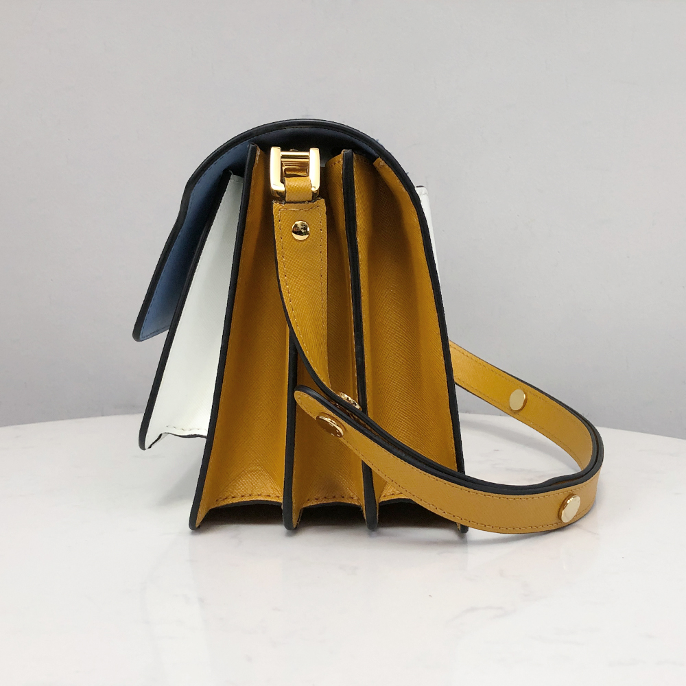 Marni Medium Accordion Bag, Sky Blue and White