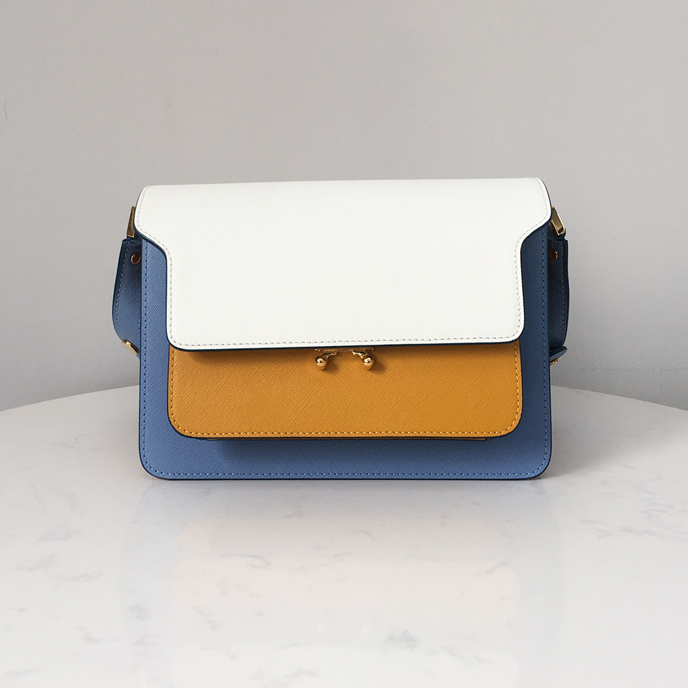 Marni Accordion Bag Medium, Beige with Ginger Yellow