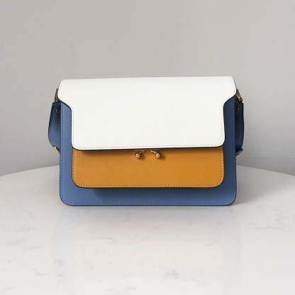 Marni Accordion Bag Medium, Beige with Ginger Yellow