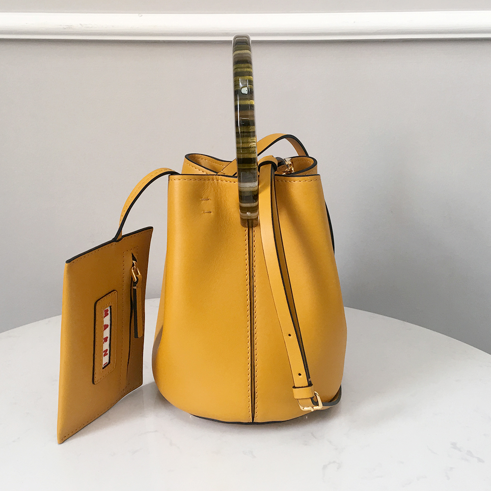 Marni Small Bucket Bag, Ginger Yellow with Transparent Handle