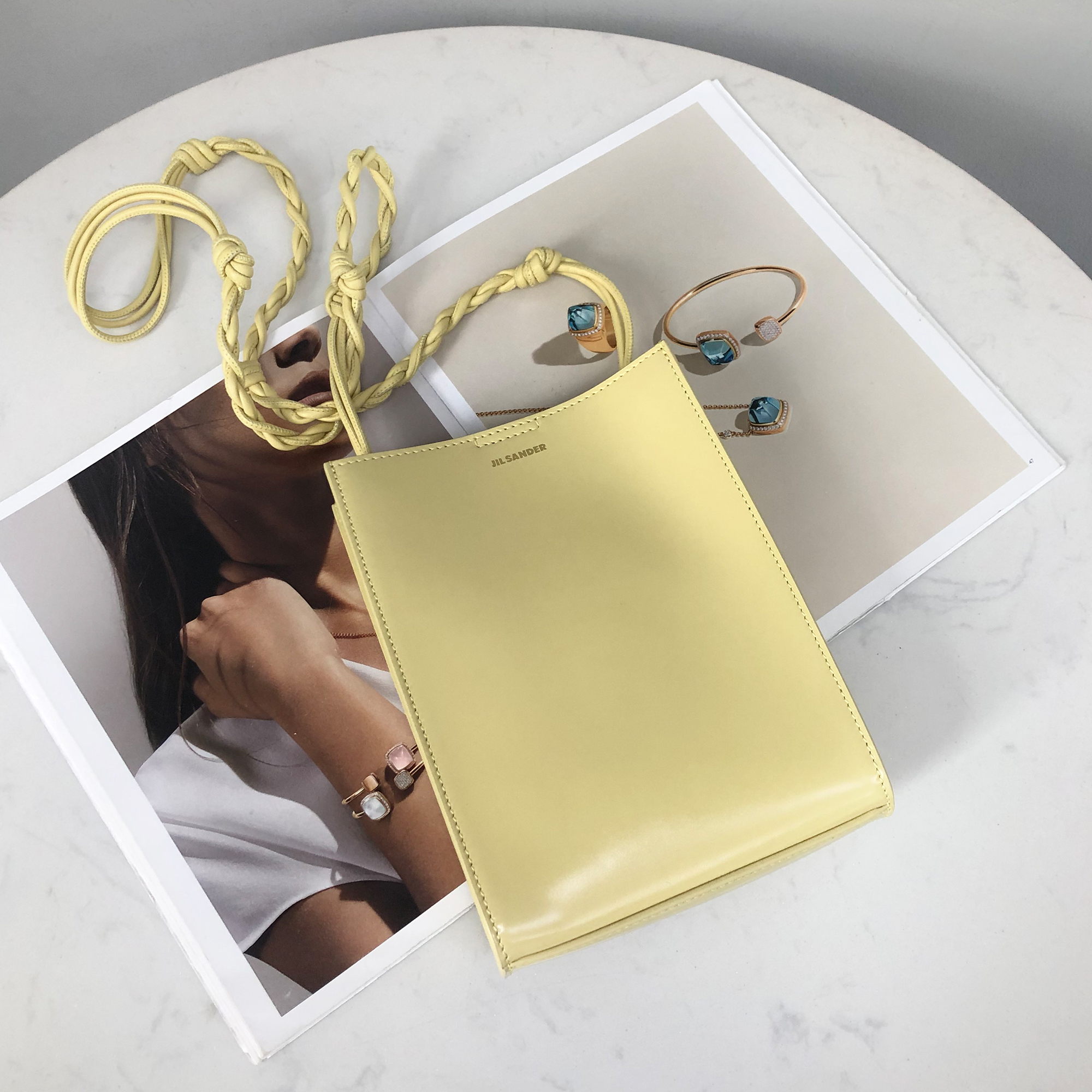 Jil Sander Tangle Small Square Bag in Beige