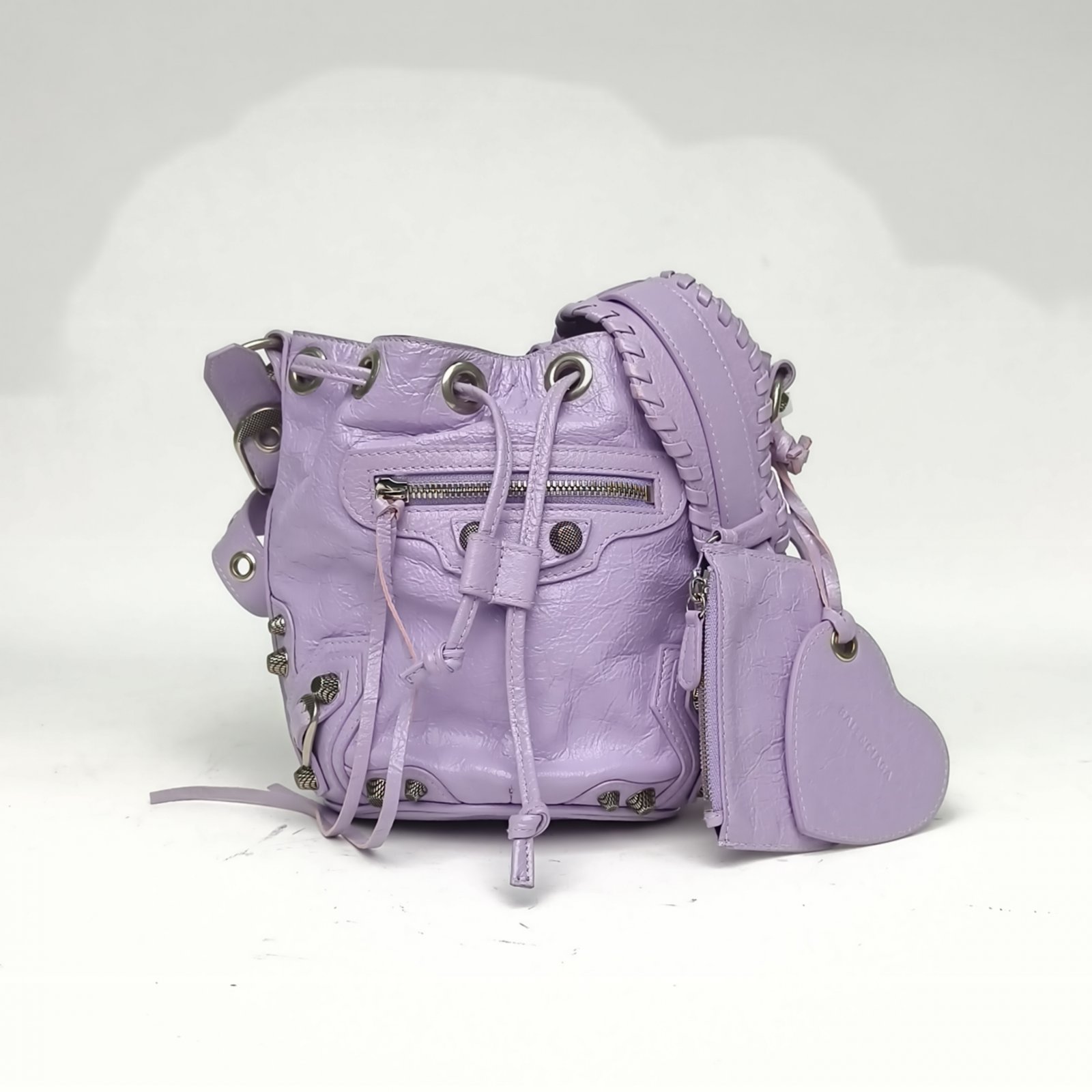 *BALENCIAGA Purple Sweet Potato Color Sliver Hardware CLASSIC FIRST Motorcycle Bag Bucket Bag-Hana Vintage