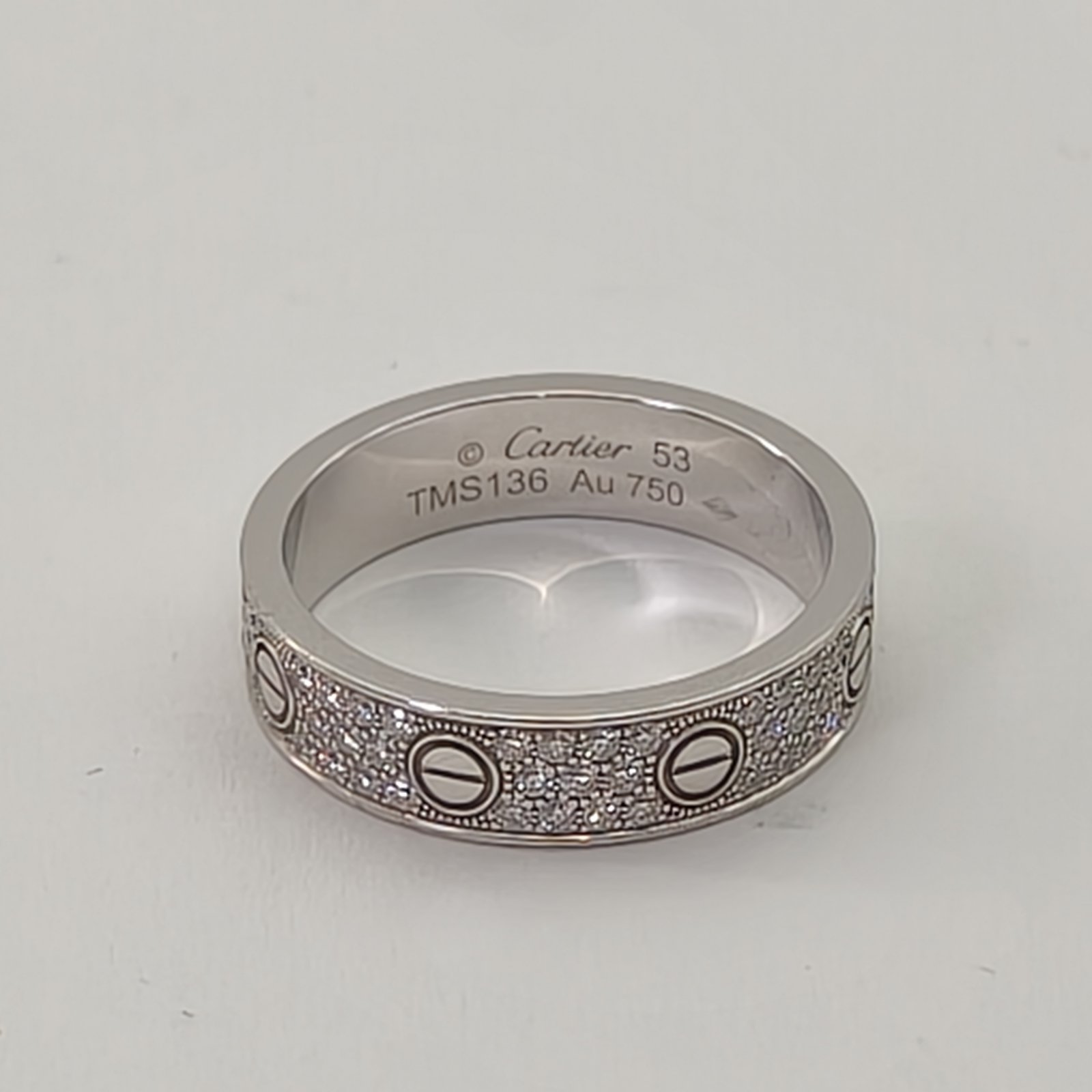 CARTIER LOVE 18K Gold Full Diamond Three-Row Diamond Wide Ring 18K White Gold,Diamond-Hana Vintage