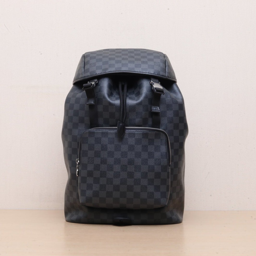 *LOUIS VUITTON Black Chessboard PVC 2018 Zack Flap Backpack-Hana Vintage