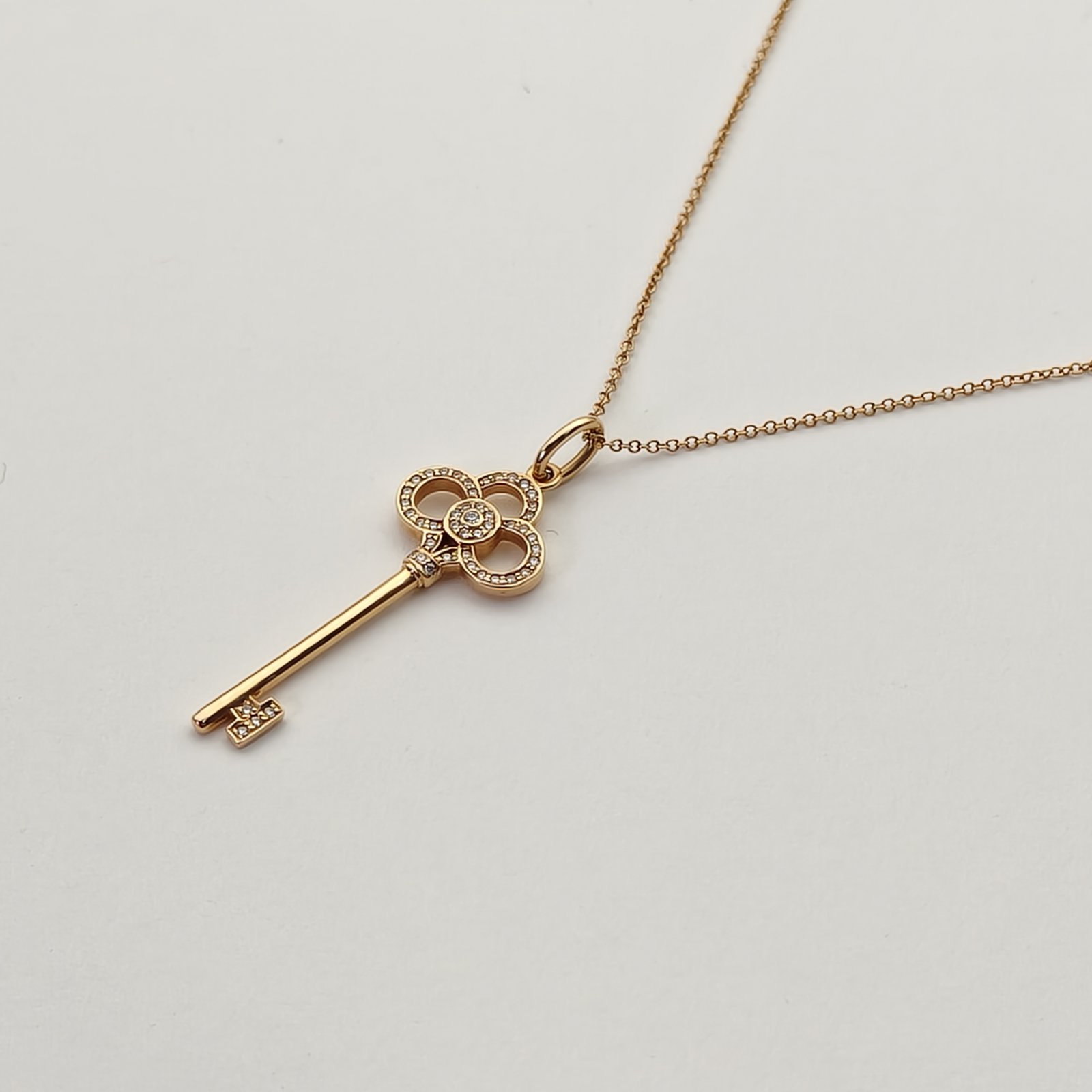 TIFFANY&CO Rose Gold Tiffany Keys Crown Key Necklace Medium 3.8cm Half Diamond 18K 18K Rose Gold,Diamond-Hana Vintage